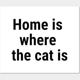 Home is where the cat is Black Posters and Art